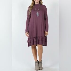 Zenana Outfitters Basic Ruffle Hem Long Sleeve Dress size 2X